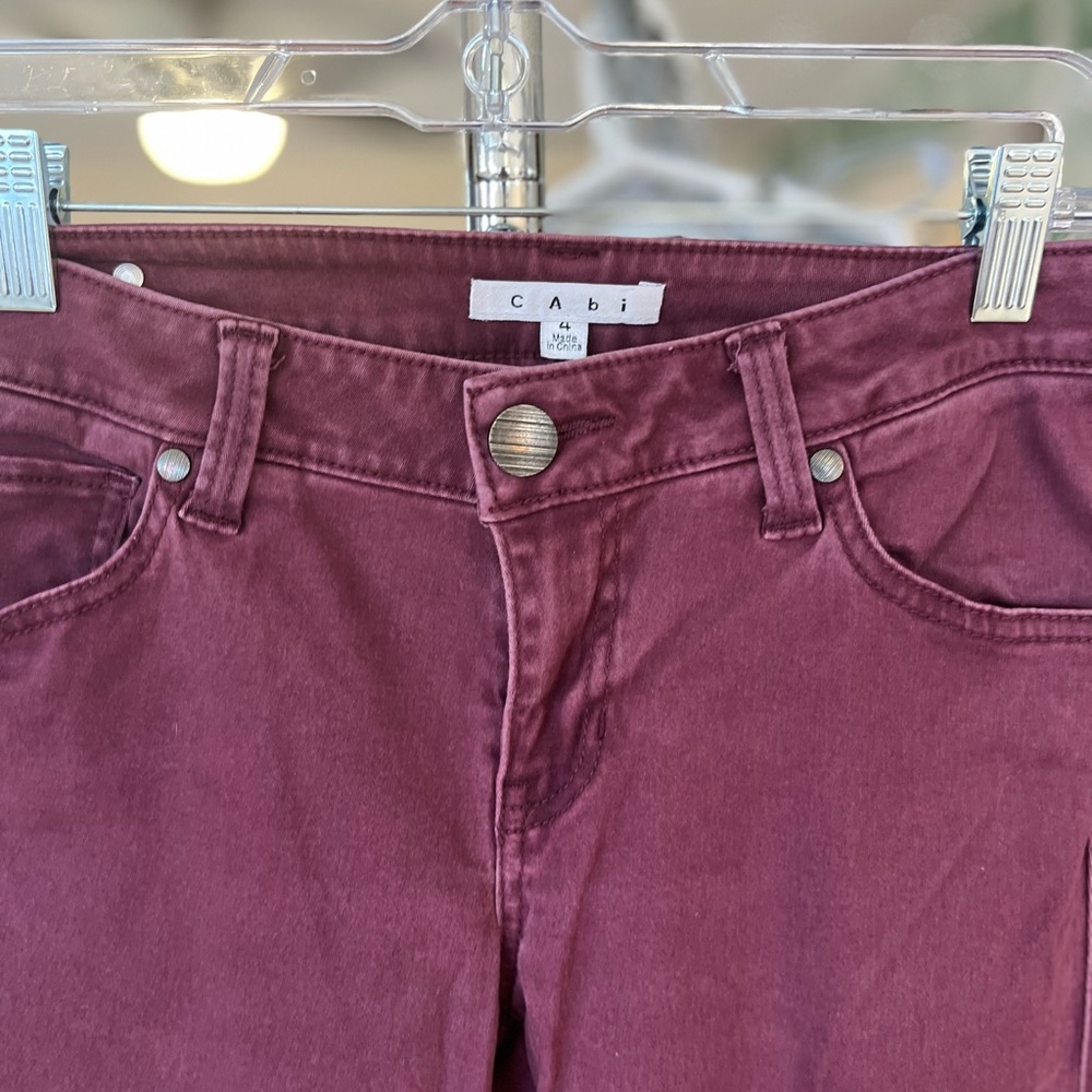 Cabi Bordeaux Skinny Jean Denim Pant Purple Wine Red 919 Sz 4 - Picture 7 of 7
